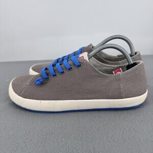 Camper Peu Rambla Shoes Mens Size 10 Gray Canvas Blue Lace Low Top 18869-085